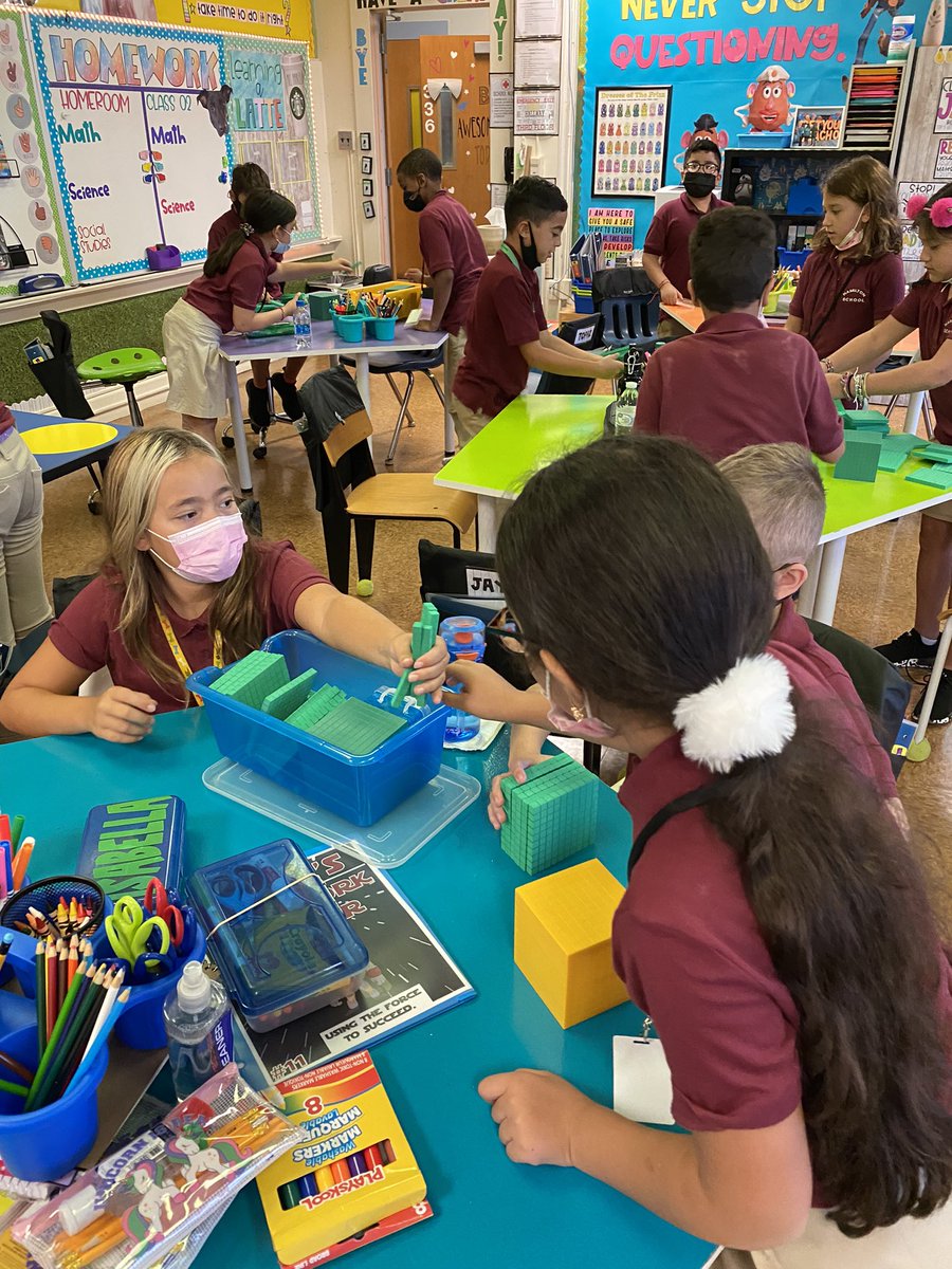 ClassPaparella's tweet photo. Building numbers using Base Ten blocks today! 🤔 We had to work together in our teams to figure this out. #mathteachers #basetenblocks #teamworkmakesthedreamwork #teachersoftwitter https://t.co/w9FB9YXPWA