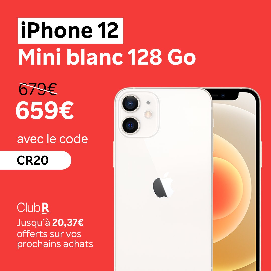 RakutenFrance's tweet photo. ⏰ Offre limitée ⏰
L’iPhone 12 mini en noir et blanc 128Go au prix unique de 659€ avec le code CR20 📞
La team #iPhoneNoir ➡️ https://t.co/tM2IHlPDgi
La team #iPhoneBlanc ➡️ https://t.co/cUKZLpMyah
#RakutenFrance #bonplan #coupons #rentrée #RentreAvecRakuten https://t.co/LrdxgYgwWW