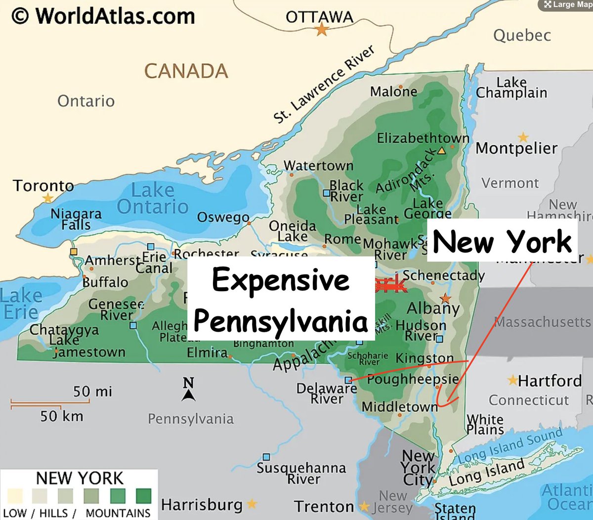 polyrhythmic's tweet image. attached please find my proposal to give upstate New York statehood and freedom from the yoke of downstate libs, with the introduction of the 51st state "Expensive Pennsylvania"