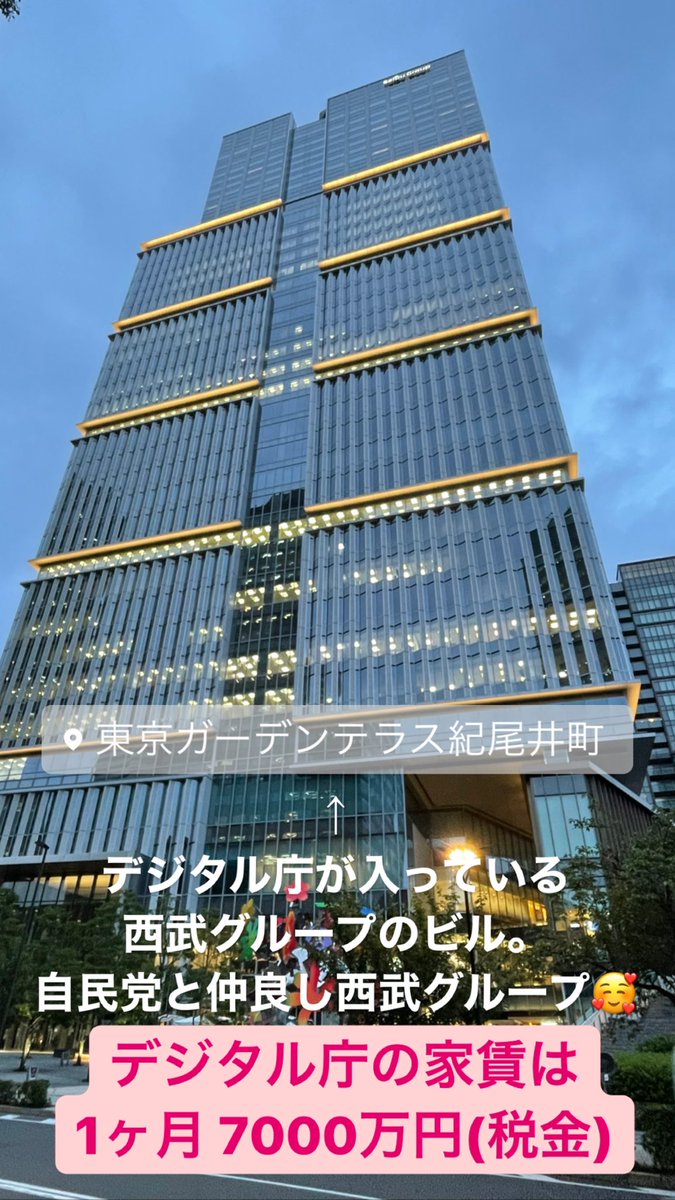 デジタル庁の新庁舎の家賃は月額7000万円らしい Togetter