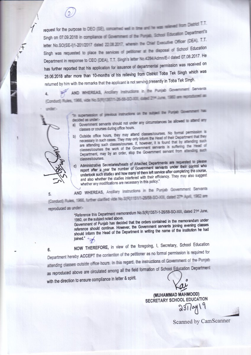 AUKhan2u's tweet photo. Notifications of SED indicating that No NOC is required for higher study if classes are out of school timing https://t.co/mD9St80U1h