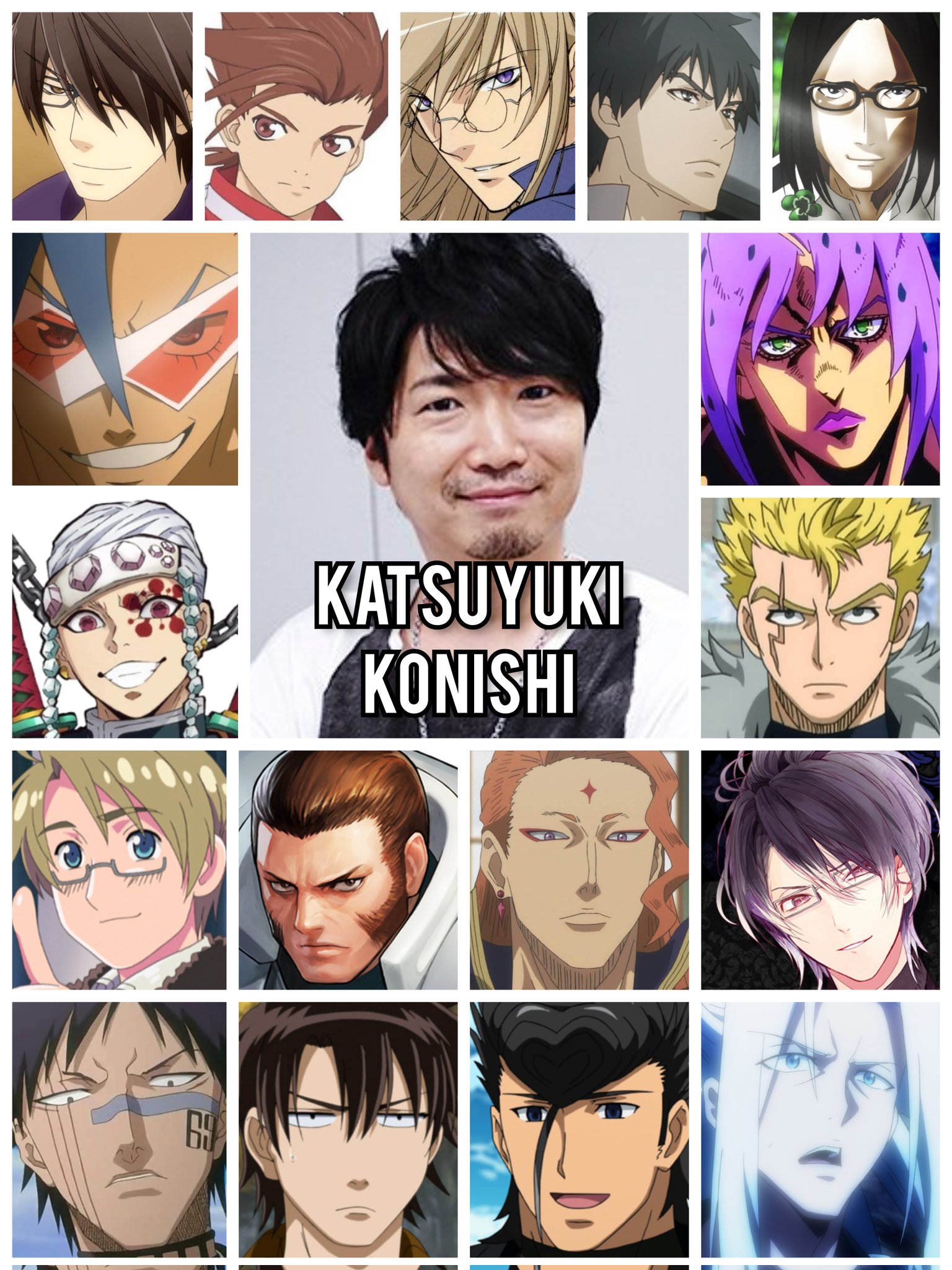 Personagens Com os Mesmos Dubladores! on X: Um homem dono de uma voz  magnífica, e versatilidade invejável! Alguns dos papéis do incrível seiyuu  Katsuyuki Konishi! Katsuyuki é conhecido por dublar o Kamina