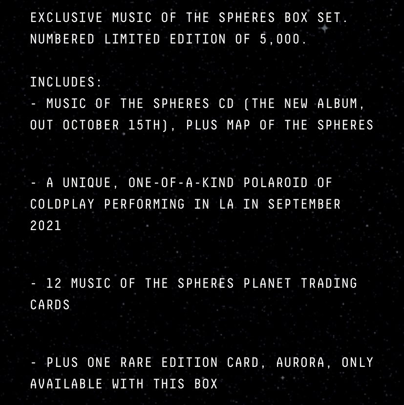 Coldplayxtra On Twitter Coldplay S Music Of The Spheres Box Set Is Now On Sale There Are Only 5000 Sets So Act Quickly Https T Co Gqrlrtr8hd Https T Co O172r9ijrg