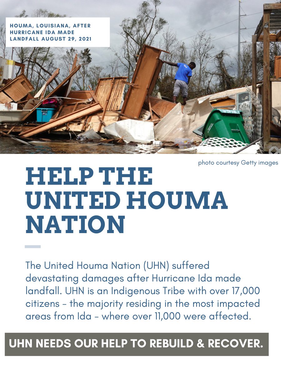 The impacts of #Hurricane_Ida on the United #Houma Nation have ben devastating, but there's something we can do!  Please consider donating to help with recovery and rebuilding efforts.  paypal.com/donate/?hosted…