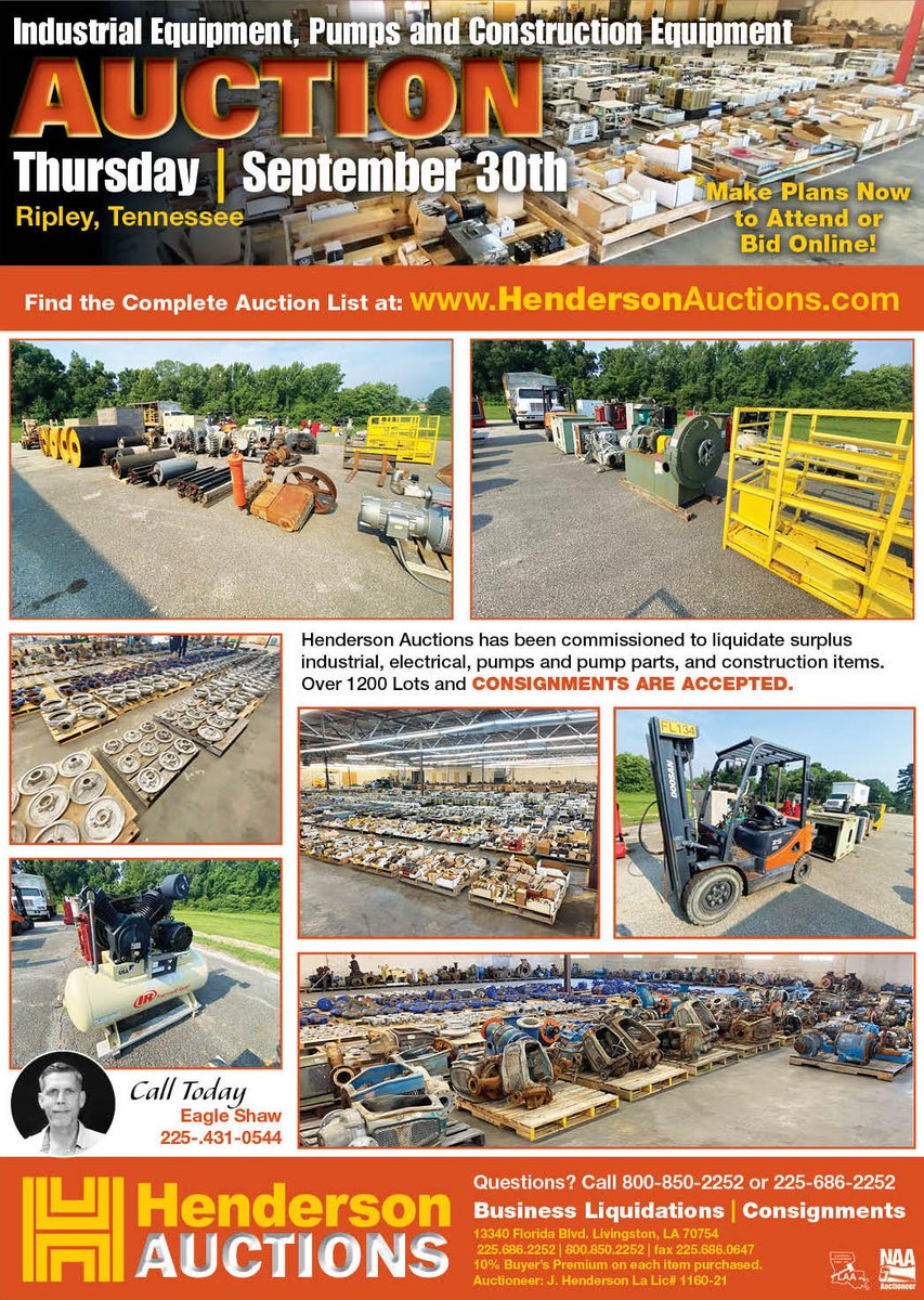 Contractors Hot Line (@chlweekly) on Twitter photo Industrial equipment, pumps, and construction equipment auction Thursday, September 30th!
hendersonauctions.com
#auction #equipment #construction <a href="/LiveAuctions/">Henderson Auctions</a> <a href="/HendersonAuctio/">Henderson Auctions</a> Industrial equipment, pumps, and construction equipment auction Thursday, September 30th!
hendersonauctions.com
#auction #equipment #construction <a href="/LiveAuctions/">Henderson Auctions</a> <a href="/HendersonAuctio/">Henderson Auctions</a>