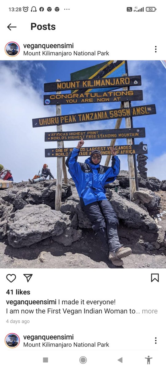 simiboho's tweet image. I made it everyone! 
I am now the First Vegan Indian Woman to have made it to the top of Mount Kilimanjaro.
The whole trek was an exciting experience. I got to learn a great deal about the culture and people here. 
Tags: #kilimanjaronationalpark #kilimanjaro #kilimanjarotrekking