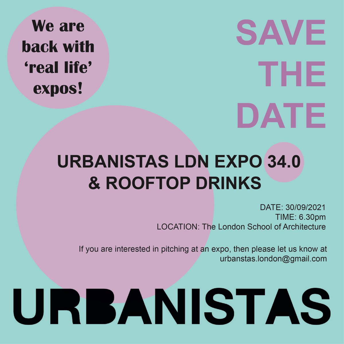 ✨SAVE THE DATE ✨
We’re back with our first in person expo hosted by the amazing LSA! 

Got a pitch idea? Get in touch!