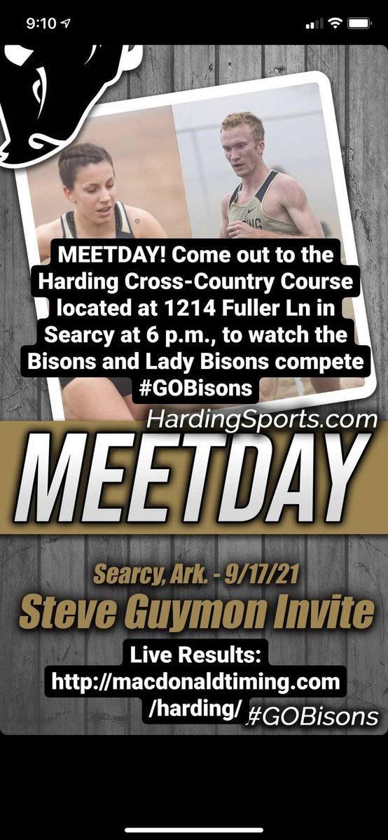 Come out and support the XC teams today at 5:45pm (ladies) and 6:20pm (men’s) Live timing @ macdonaldtiming.com/Harding/