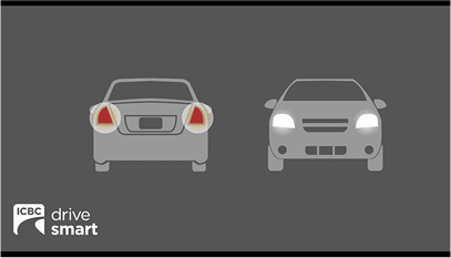 Heavy rain can reduce visibility. Drivers, turn on your headlights and taillights whenever weather is poor and visibility is reduced, slow down and increase your following distance to at least four seconds.