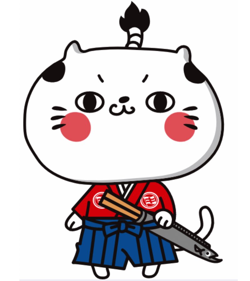 mondomascots's tweet photo. Dandori-nya, a wandering samurai cat who likes cooking, promotes Dandori Jōzu processed fish fillets. https://t.co/A71uZ3tHi4