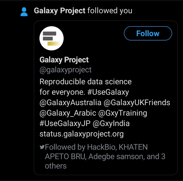 RishikeshDash8's tweet image. What else more you need in your life, if this company follows you🤩🤩 #galaxyproject #metagenomics #drugdiscovery
Thank you 😇 @galaxyproject