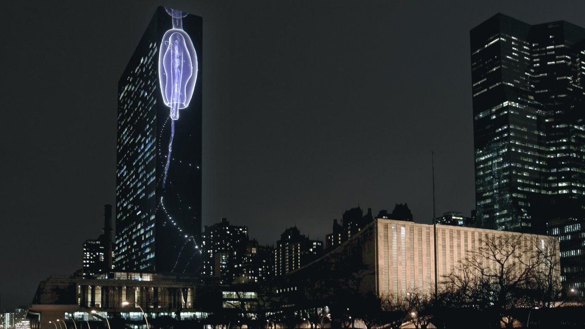 A 500-foot sea creature will climb the U.N. facade next week: timeout.com/newyork/news/a…