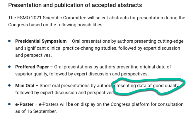 BioCourseinc's tweet image. $SYRS ESMO criteria for selection of Mini Oral