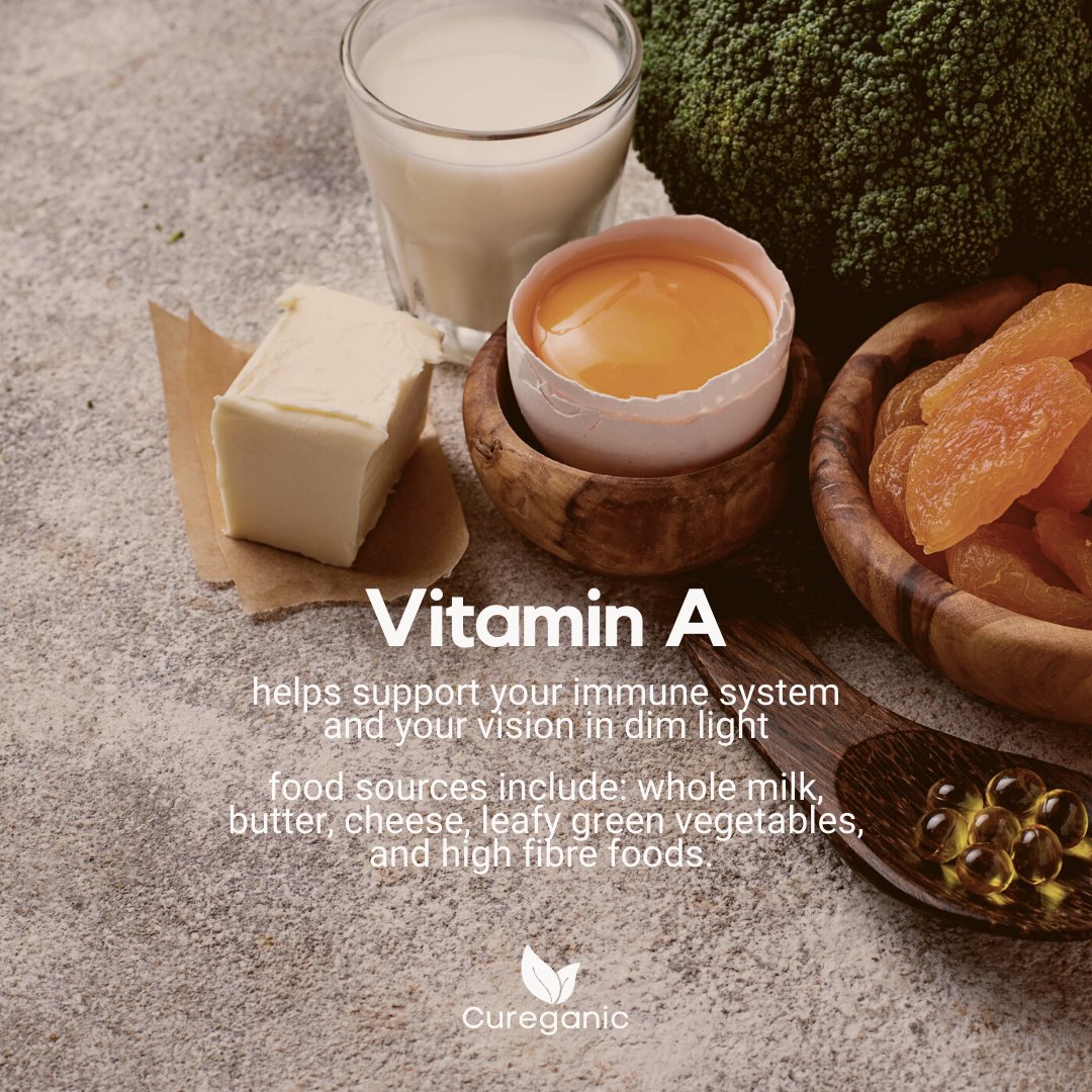 RT @CureganicTeam: Vitamin A helps support your immune system & your vision in dim light. Food sources include whole milk, butter, cheese, leafy green vegetables, & high-fiber foods. 

source: bit.ly/hdvit-a
bit.ly/nhsvit-a

#cureganic…