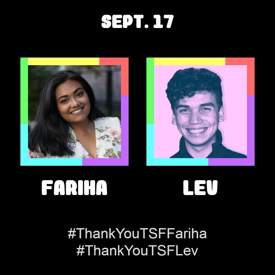 ThanksTSFriends's tweet image. September 17 is dedicated to Fariha and Lev!

Thank you both for being awesome!

Post your love + appreciation for them with these hashtags!
Fariha: #ThankYouTSFFariha
Lev: #ThankYouTSFLev

@_fariharahman_ @TheLevv
#ThankYouTSFriends