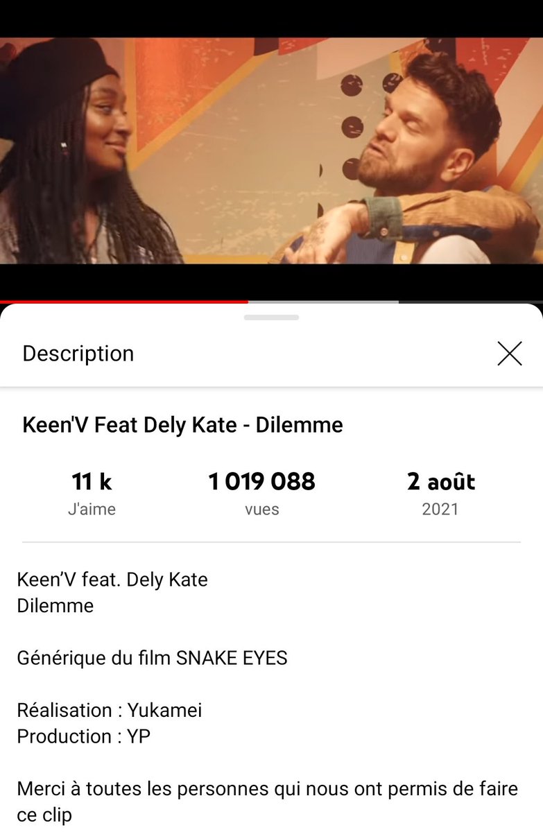 KeenVPhenomNal's tweet photo. ⚠️ Le clip #Dilemme de @KeenvOfficiel & #DelyKate a dépassé le Million de vues https://t.co/t73z4Ap6KV