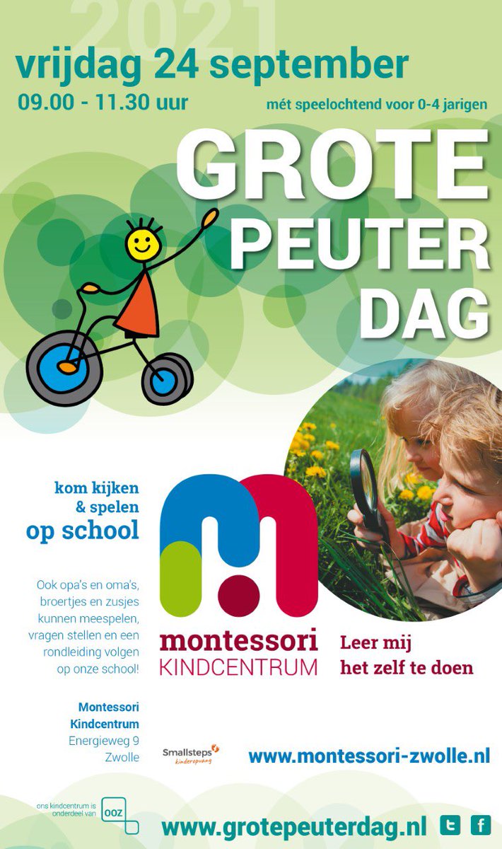 Voor iedereen uit omgeving Zwolle, kom je naar de grote peuterdag op onze fantastische school?