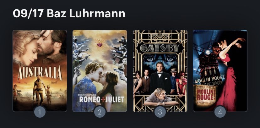 Hoy cumple años el director Baz Luhrmann (59). Happy Birthday ! Aquí mi Ranking: 