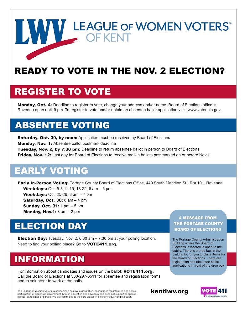 KACC E-blast:  League of Women Voters of Kent