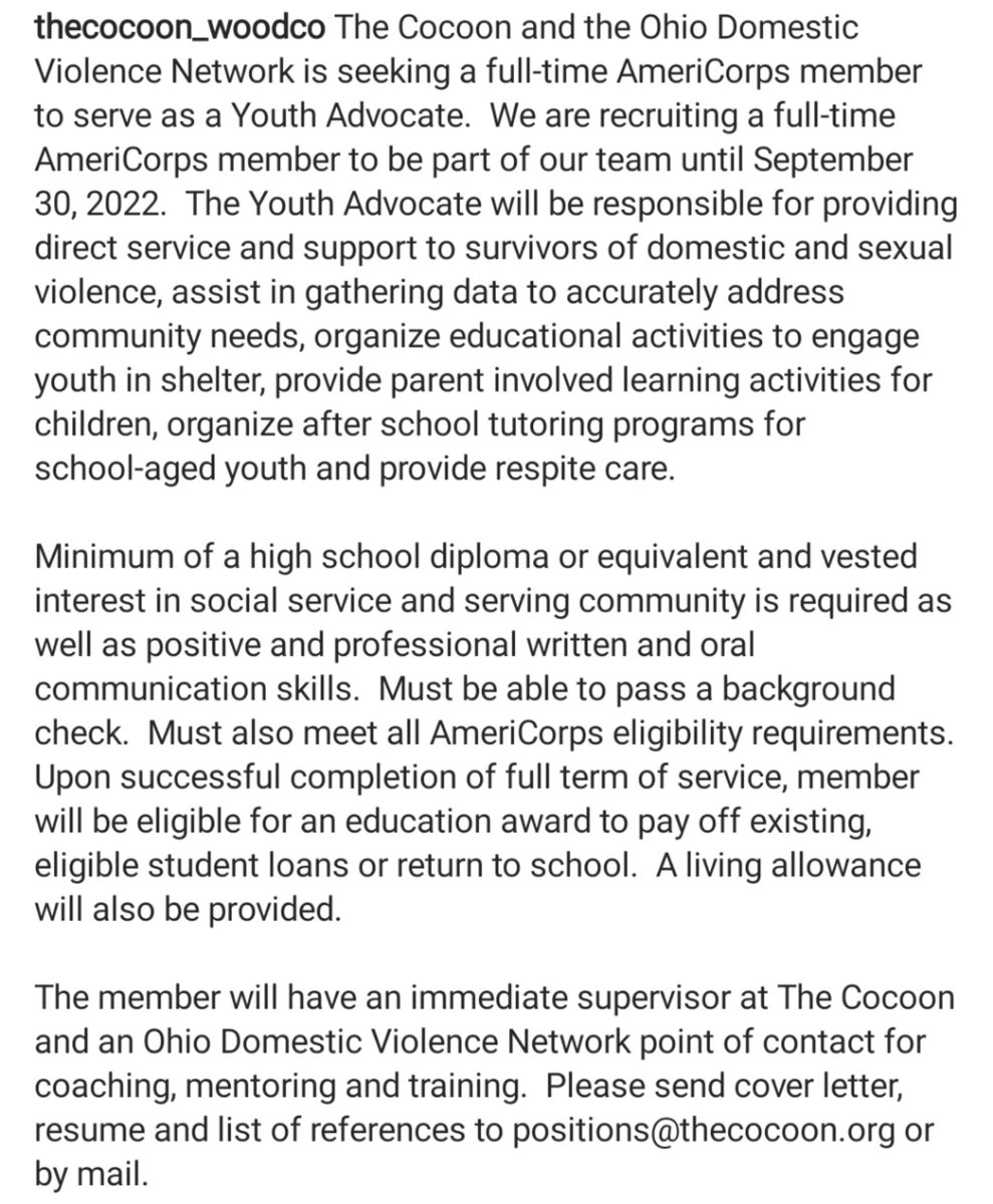 We're hiring! See our Instagram @thecocoon_woodco for details!