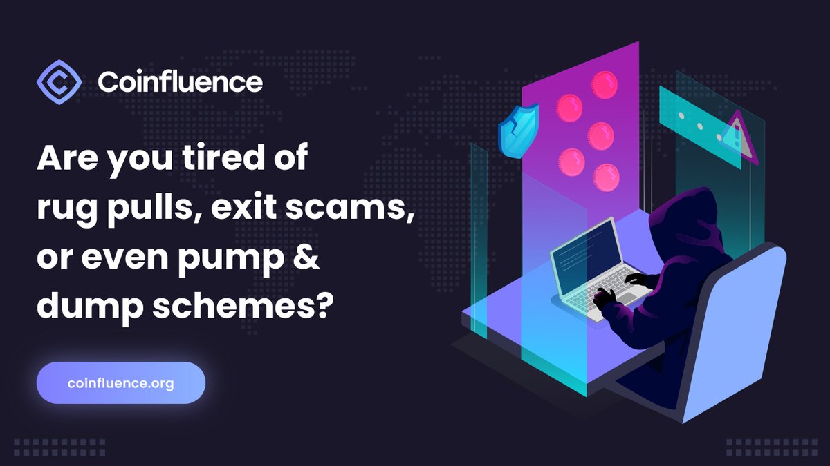 TheCoinfluence's tweet image. Are you tired of rug pulls, exit scams, or even pump &amp;amp; dump schemes?

We don’t like them too.

And this is why we have a team of blockchain experts vetting &amp;amp; picking the most promising #blockchain projects for you.

Be a smart investor. 

Join our #ICO now.