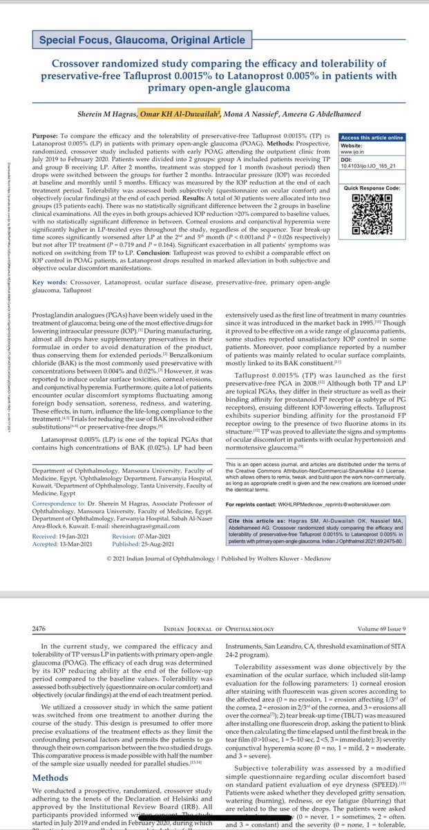 بحمد من الله وتوفيقه تم نشر ثاني بحث لي خلال هذه السنه في احد اكبر المجلات الطبيه العالميه ، ونسال الله ان تكون نتائج ابحاثنا مفيده للاطباء وتكون سبباً في علاج مرضاهم.