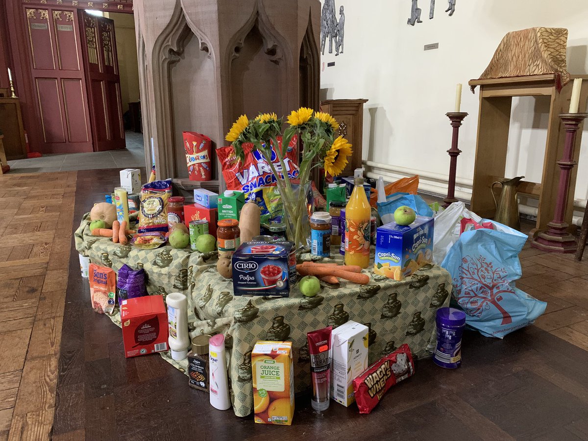 StSaviourCF24's tweet photo. Weโre ready for our Harvest Celebrations this Sunday at 9.30. Donโt forget to make your donations to @CardiffFoodbank A reminder that they are in need of #spongepudding #coffee #savourysnacks #fruitjuice #milk #ricepudding #shampoo #ketchup #toothpaste #deodorant Thank you ๐ https://t.co/raceTMQerJ