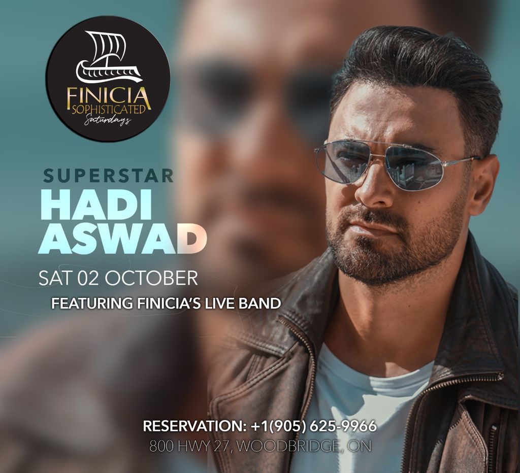 ✨BACK ON TRACK!✨ 👉🏻 SOON TO #TORONTO 🇨🇦

Meet me up for an Amazing night @ FINICIA Modern Lebanese Kitchen in #Woodbridge, ON, #Canada 🇨🇦 on October the 2nd.

For info &amp; reservations : 📞 +1(905)625-9966

#هادي_أسود - #HadiAswad