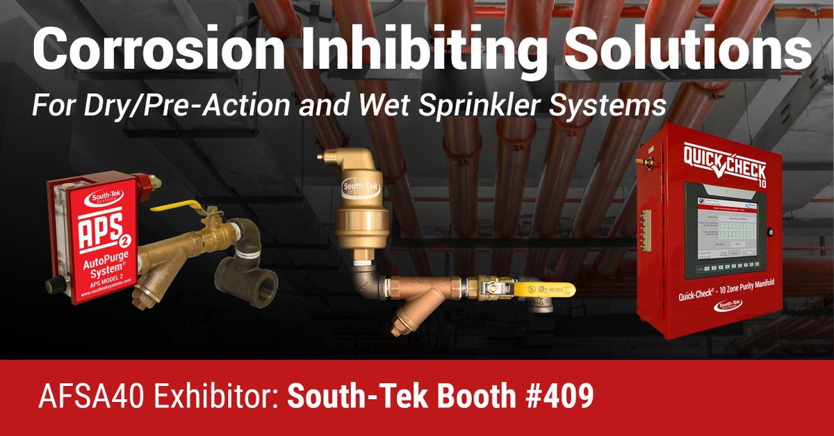 SouthTekSystems's tweet photo. #SouthTek is your one-stop-shop for corrosion inhibiting solutions. Our #N2Blast and #DeOx products enable you to protect and significantly extend the life of your life safety system. Visit Booth 409 at #AFSA40 this coming weekend https://t.co/KmOJKMmR09