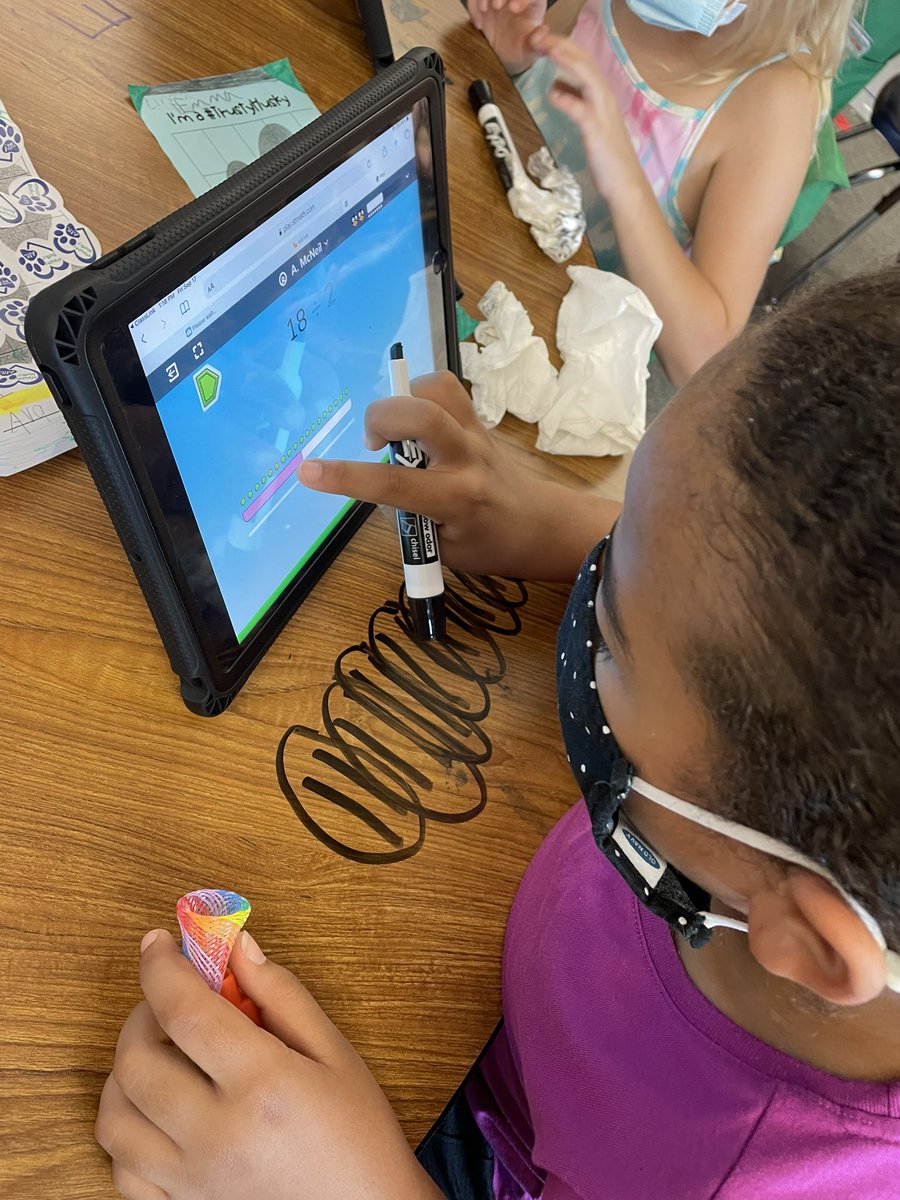 We are using our multiplication strategies to solve division problems <a href="/AHLHuskies/">Alpha Hart Lewis, The AVID Elementary</a>