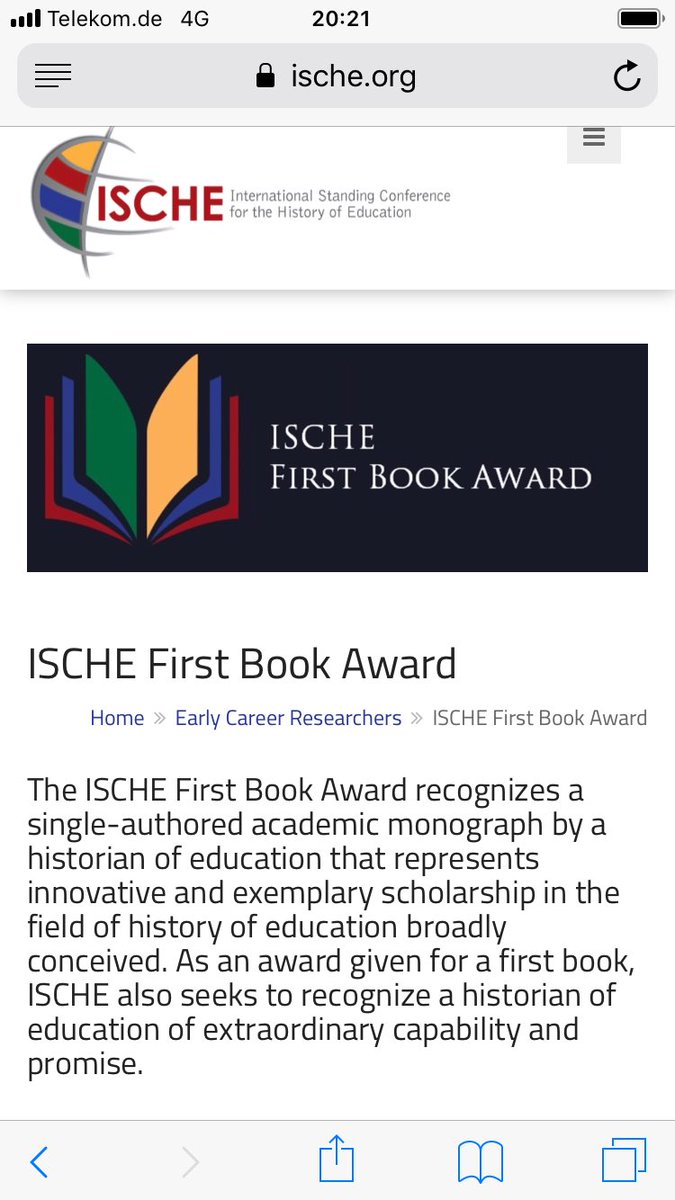 There are only a few days left for submissions to the <a href="/ISCHE_org/">ISCHE</a> First Book Award. Please spread the word and feel encouraged to submit! For more information have a look at ische.org/early-career-r…
