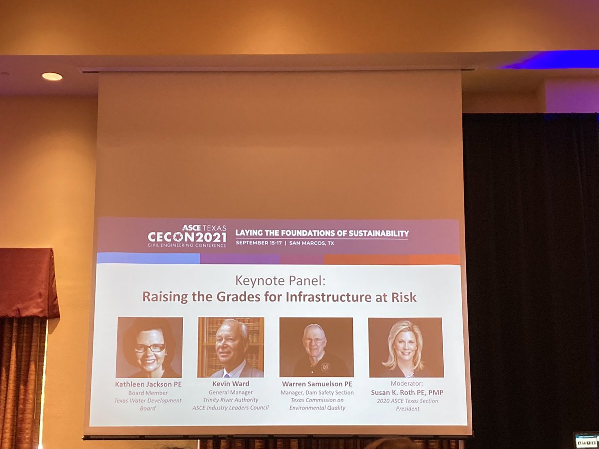 HeatherWPM's tweet photo. Infrastructure Panel sharing ideas to improve Texas infrastructure at 🚰🛣#CECON2021

#ASCE #CivilEngineering #conference #infrastructure #sustainability #reliability #resiliency #TexASCE #civilengineers #cleanwater #wastewatertreatment #levees #damsafety https://t.co/7jg7NbeNOT