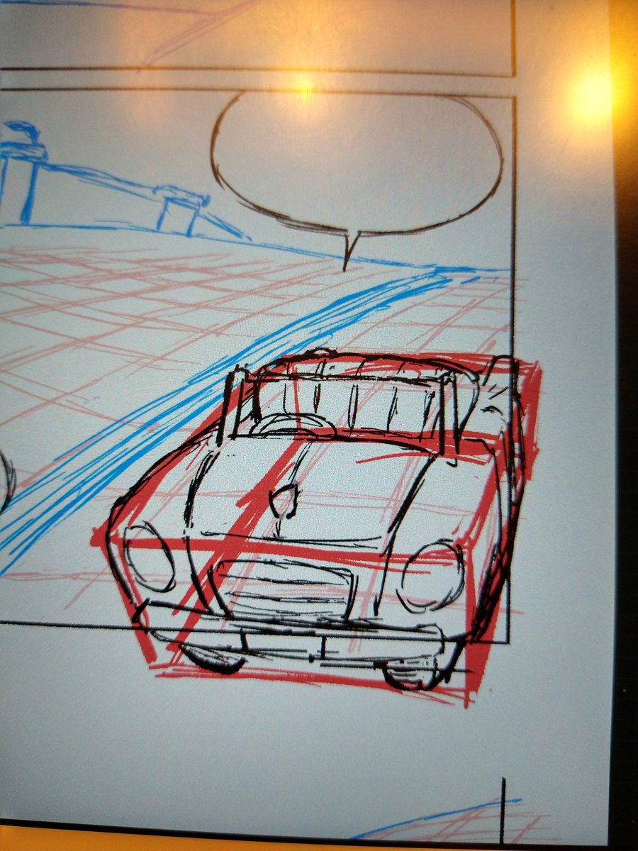 I don't like drawing machines, buildings or anything complex but I like cartoon cars because they're more like characters. I don't really like to use refs or measure stuff so I kinda eyeball it, but if the shape is complex I'll draw a ref like on the 2nd image. It works sometimes