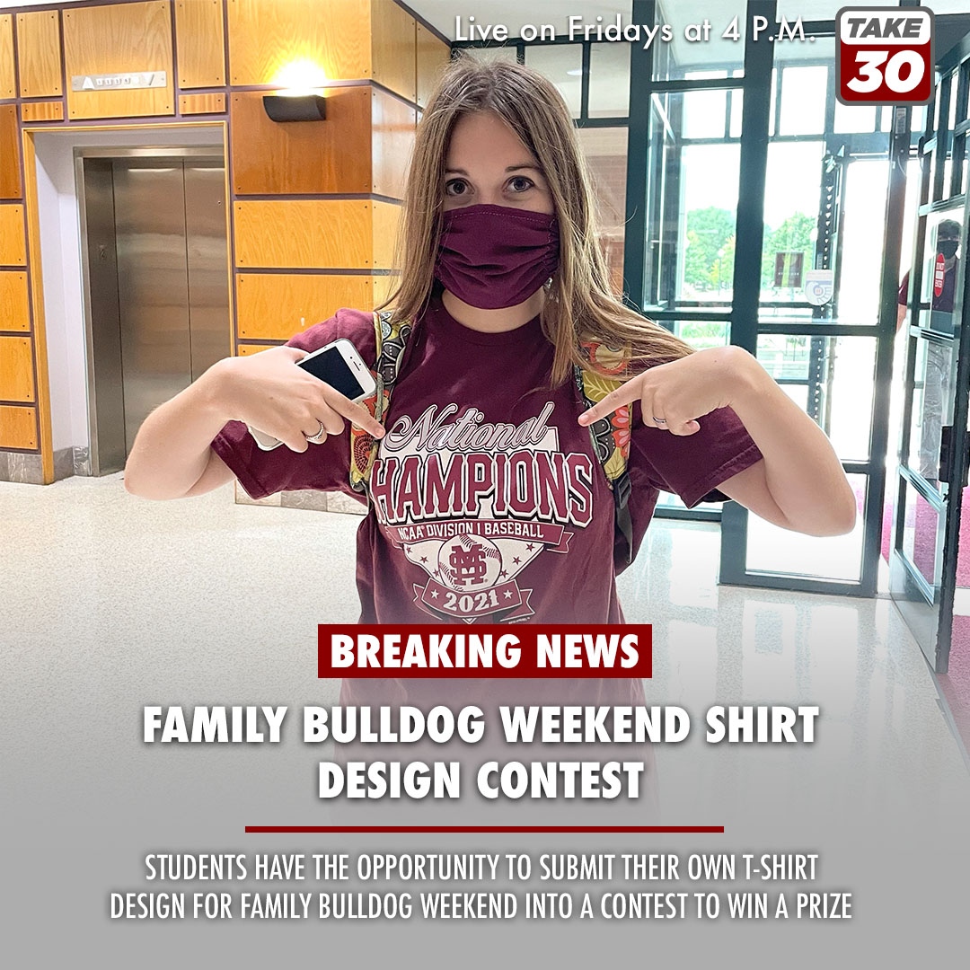 MSU students have the chance to win a prize, valued at $100 if they are selected winners of the design competition for Family Bulldog Weekend. Visit family.msstate.edu for more information and contest guidelines. Deadline is October 1st. #take30newsmsu #familybulldogweekend