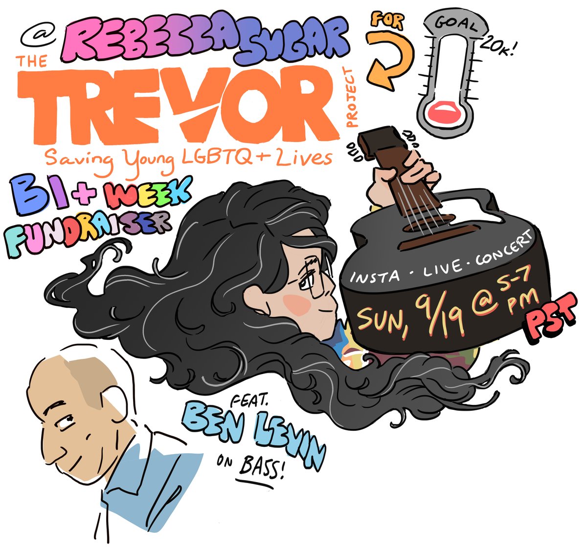 rebeccasugar's tweet photo. I'm celebrating Bi+ Awareness Week with a fundraiser for The Trevor Project https://t.co/1UkJeATPFc and a live stream concert on instagram https://t.co/Lp0ZAA5Po7 this Sun from 5-7pm PST! Thank you SO MUCH for all the support so far, I'm blown away!!! https://t.co/ir6FvOkVQP