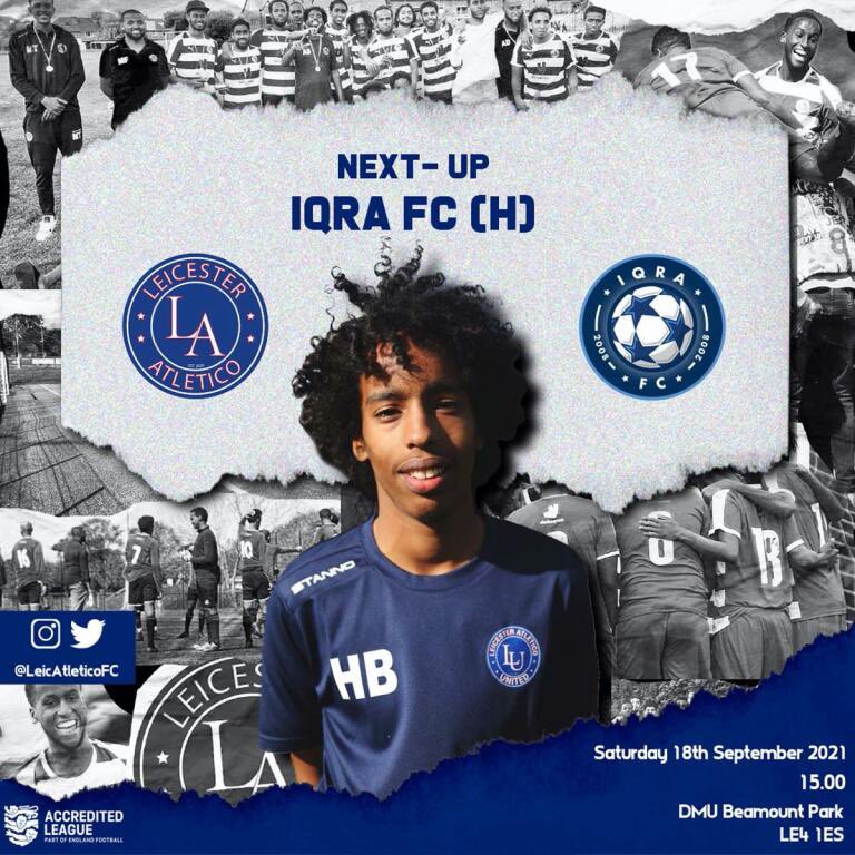 🚨SATURDAY FIXTURE 🚨

📆 18/09/2021: 
We welcome <a href="/IQRAFCOFFICIAL/">IQRA FC - OFFICIAL ACCOUNT</a> to Beaumont park for a 3pm kick off. 

Come along and support the lads 💪🏾