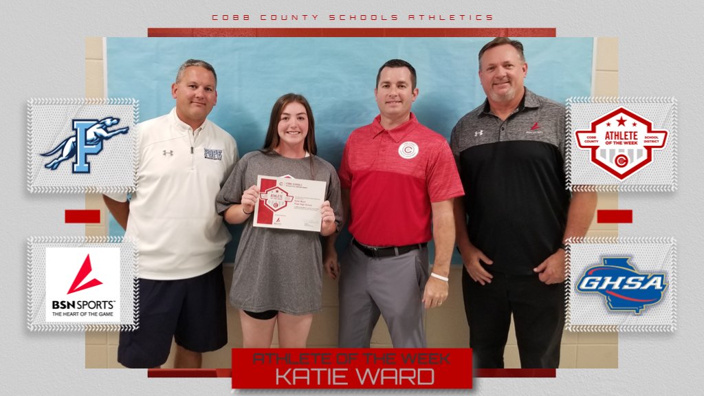 Athletics - Cobb County School District (@ccsd_ad) on Twitter photo Congrats to the <a href="/CCSD_AD/">Athletics - Cobb County School District</a> female Athlete of the Week winner for this week! Katie Ward of <a href="/PopeAthletics/">Pope Greyhounds</a> had a great week. She hit .615,with 2 home runs and 6 RBI’s including a walk off hit! Thanks to <a href="/BSNSPORTS_GA/">BSN SPORTS Georgia</a> for sponsoring our new weekly award! <a href="/cobb_sports/">Cobb Sports</a> <a href="/PopeFastpitch/">PopeFastpitch</a> Congrats to the <a href="/CCSD_AD/">Athletics - Cobb County School District</a> female Athlete of the Week winner for this week! Katie Ward of <a href="/PopeAthletics/">Pope Greyhounds</a> had a great week. She hit .615,with 2 home runs and 6 RBI’s including a walk off hit! Thanks to <a href="/BSNSPORTS_GA/">BSN SPORTS Georgia</a> for sponsoring our new weekly award! <a href="/cobb_sports/">Cobb Sports</a> <a href="/PopeFastpitch/">PopeFastpitch</a>
