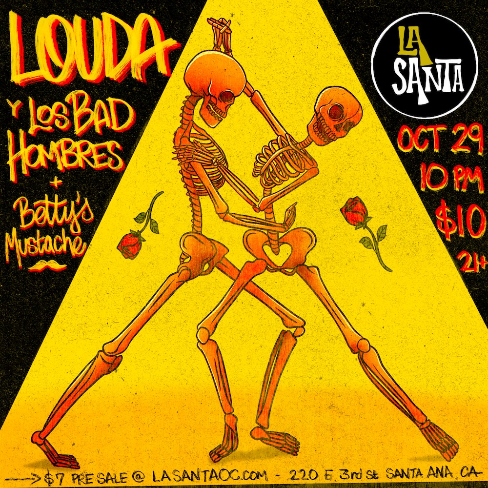 🎃 Fri 10/29 join us for night of music &amp; espookies, featuring SoCal’s Betty's Mustache &amp; Bay Area Louda y Los Bad Hombres. Presale tickets on our site at lasantaoc.com 
#santaana #lasanta #diadelosmuertos #halloween #cumbia
