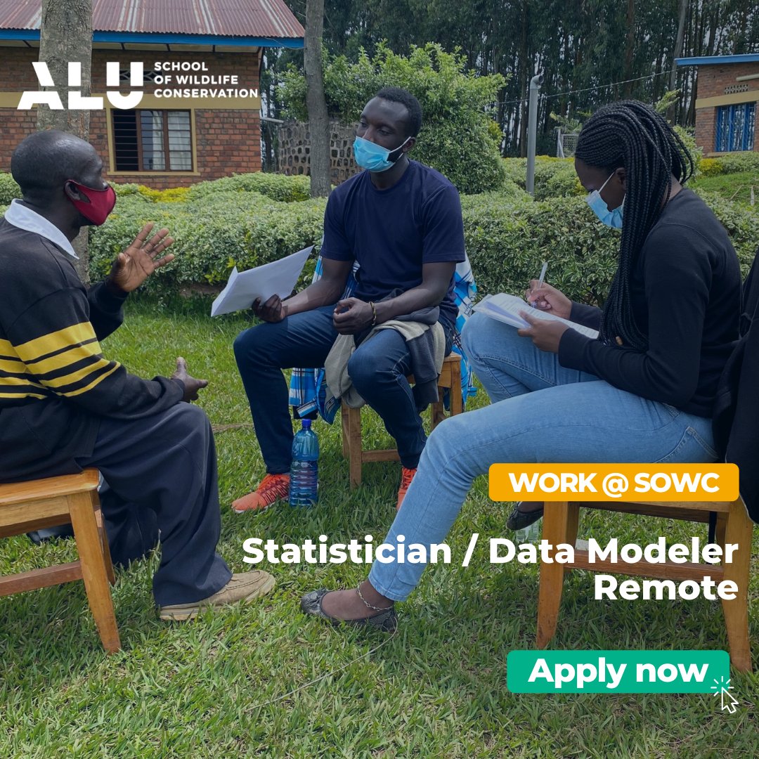 aluconservation's tweet photo. We are looking for a Statistician / Data Modeler who will conduct statistical analysis and data modeling in relation to the wildlife economy for countries across Africa.
Find more information about this role here https://t.co/D7XKLx67de and apply today.
#ALUSOWC #WorkAtALU https://t.co/Z4wC1ReRwn