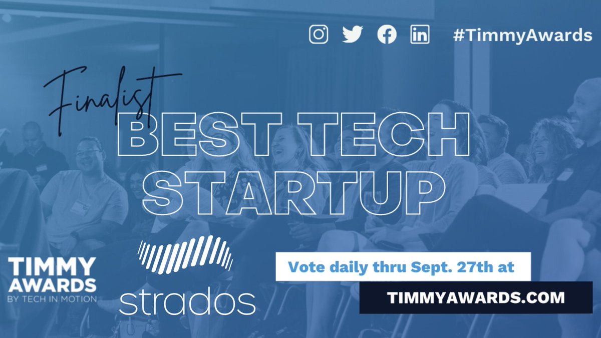 Exciting News! Our company is up for Best Tech Startup in the annual #TimmyAwards from <a href="/Tech_in_Motion/">Tech in Motion</a>! This award recognizes a startup built by forward-thinking leaders with a product or service that aims to disrupt the market. Vote now:  hubs.la/H0Xb0Tn0
