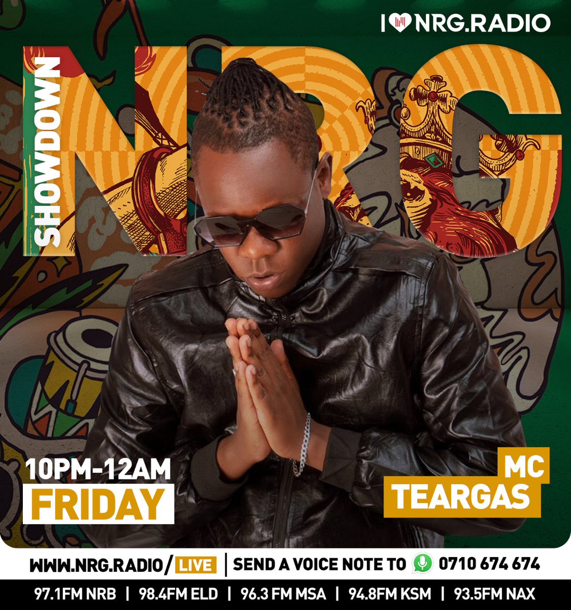 NRGRadioKenya's tweet photo. Leo ndio ile day ya kufurahi with some hoot reggae🇯🇲🇯🇲 tunes 
@mcteargas is in the house 😎
Usiboeke,tune in for a good time 😉
#NRGShowDown #TeargasOnNrg #NRGSexySept https://t.co/Pq4R6MaVmt