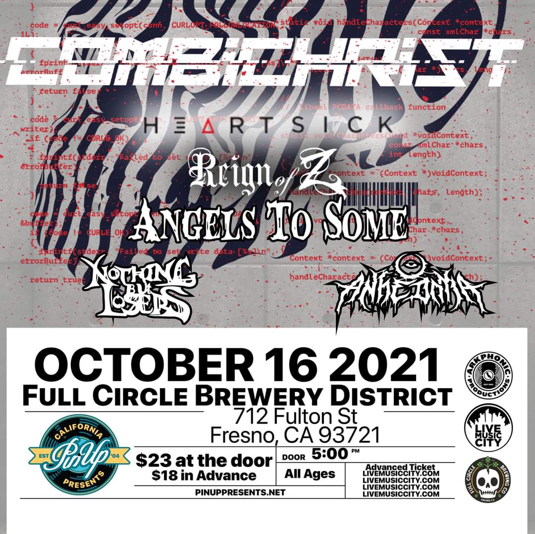 AnhedoniaCult's tweet photo. Our first show back since shutdowns of last year will be with @combichristarmy at @FullCircleBrews District in Fresno CA.

Come be part of the beginning of our return to dominion.
#shows #music #livemusic #fresno #deathcore #industrial
#arkphonic #pinupproductions https://t.co/pyyOzLObyM
