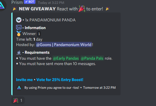PandamoniumWLD's tweet photo. 🎉🎉Running another 24 hour giveaway in our discord! 🎉🎉
https://t.co/bTAzTujCkE
Don't miss your shot at grabbing one of the cutest, most charitable pandas around 🐼 ! This one is just for our Early Pandas :)
Hop In! #TheRealPandas #RealPandasGiveBack https://t.co/PMxonS3g7m