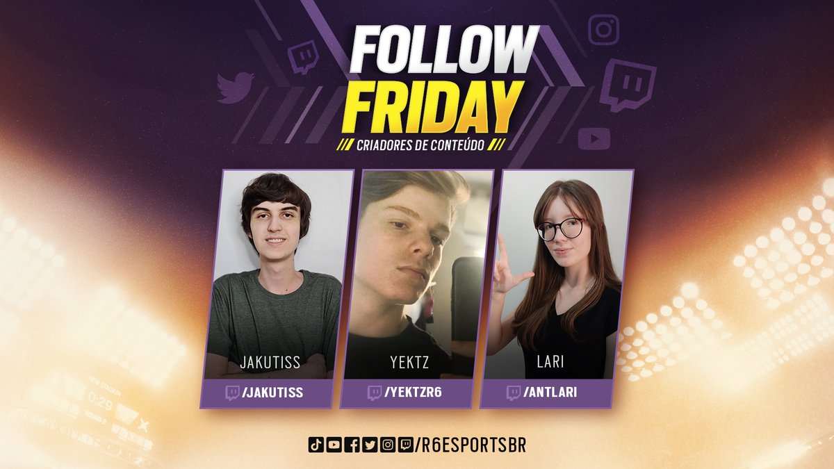 R6esportsBR's tweet photo. Sexta é dia de live, de leveza e de SEGUIR UMA GALERA MANEIRA que manda DEMAIS no AO VIVAÇO 🤩

O Follow Friday voltou com mais três super indicações 🎥🟣

Já sabe, né? Segue eles e deixa o próximo criador de conteúdo que você quer ver aqui 😉 https://t.co/i4LzGHggUT