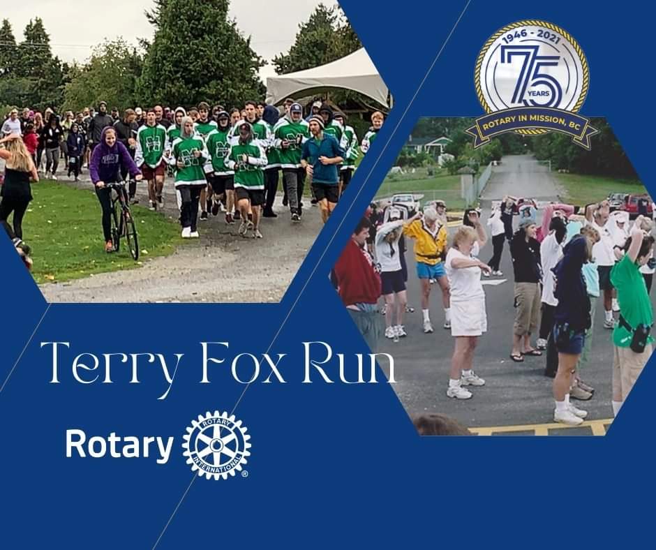 MissionRotaryAM's tweet photo. Day65 of #75daysofRotary 

In the past 75 years, #Rotary Clubs of #MissionBC have sponsored local #TerryFox Runs in our community. The annual Terry Fox Run is a fall tradition in Canada, fundraising for #cancer research. @TerryFoxCanada https://t.co/akHxHlG0fd