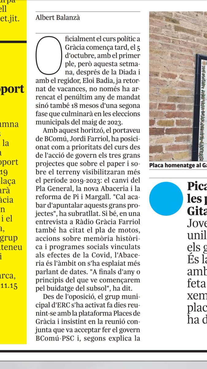 <a href="/eloibadia/">Eloi Badia Casas</a> <a href="/Bcn_Gracia/">BCN Gràcia</a> <a href="/MercatsBCN/">Mercats de Barcelona</a> gràcies a tu també <a href="/JordiFarriol/">Jordi Farriol</a> perquè sempre ens assabantem pels nostres amics de <a href="/indepe_gracia/">L'independent de Gràcia</a> comença la tardor també per nosaltres, no teniu al veïnat i comerç gens content ni informat. Ni prediqueu amb l’exemple