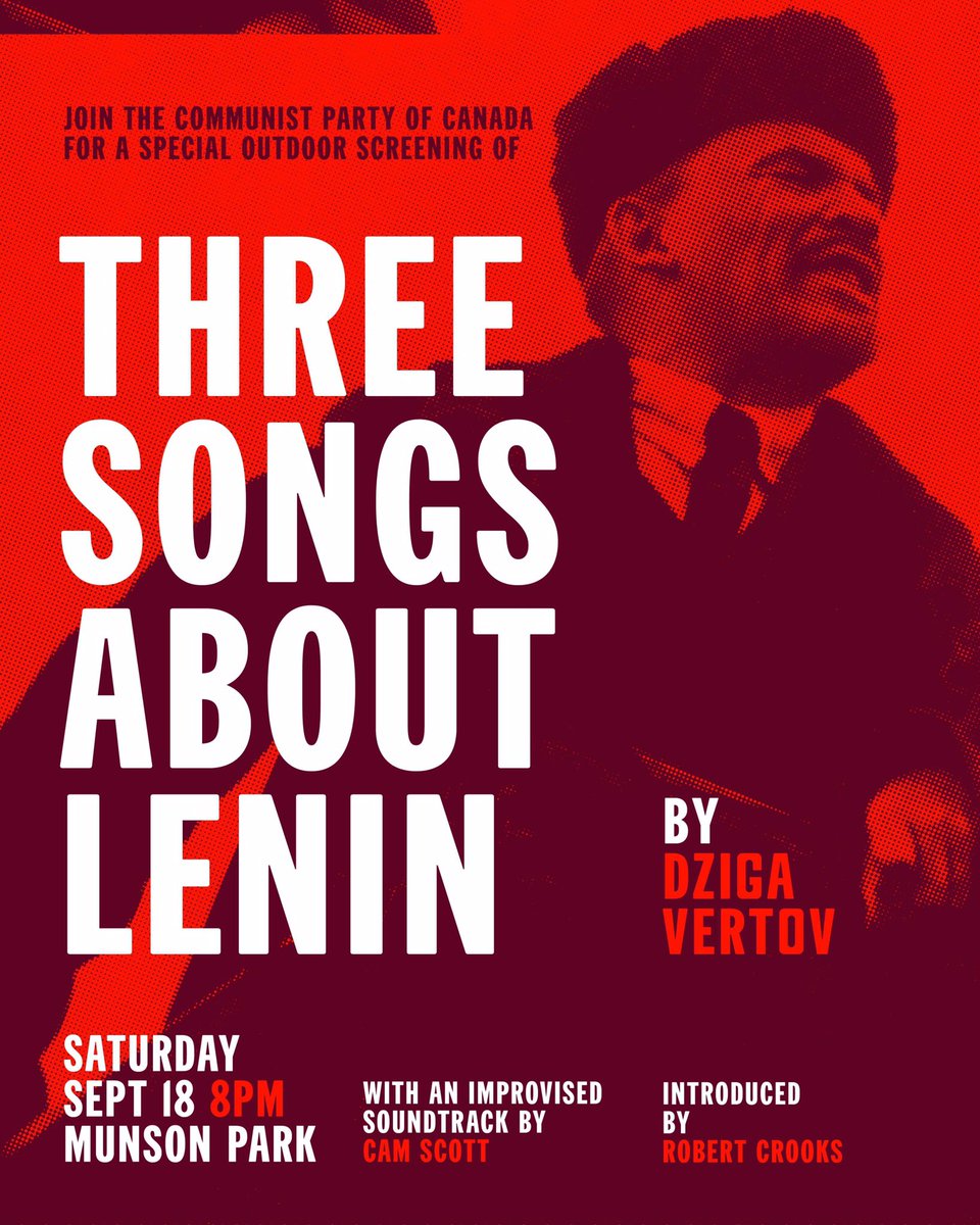 Our latest poster for <a href="/communistmb/">Communist Manitoba</a>/<a href="/compartycanada/">Communist Party of Canada</a>; don’t miss this chance to take in some film &amp; music in the park AND get to know your Communist candidates in #WinnipegNorth &amp; #WinnipegSouthCentre, <a href="/RobertCrooksCPC/">Robert Crooks</a> and @CamScottCPC! #VoteCommunist in #Elxn44!