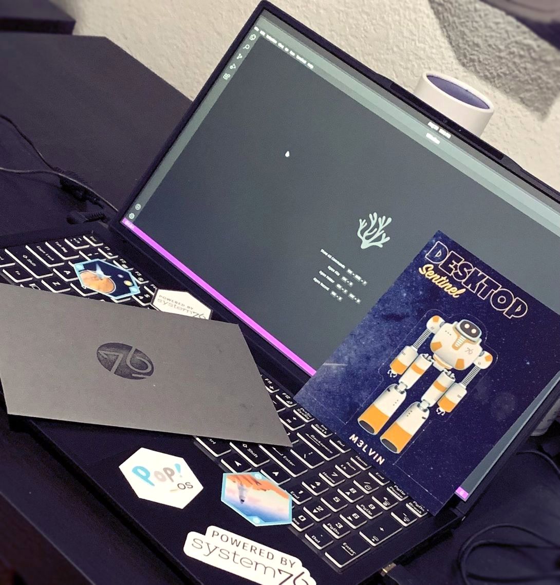 system76's tweet photo. M3lvin is ready to rock VSCodium on this Darter Pro laptop!

📷: @Volagn 

#system76 #DarterPro #laptops #computers #robots #linux #machine https://t.co/2Y1k9m6OVn
