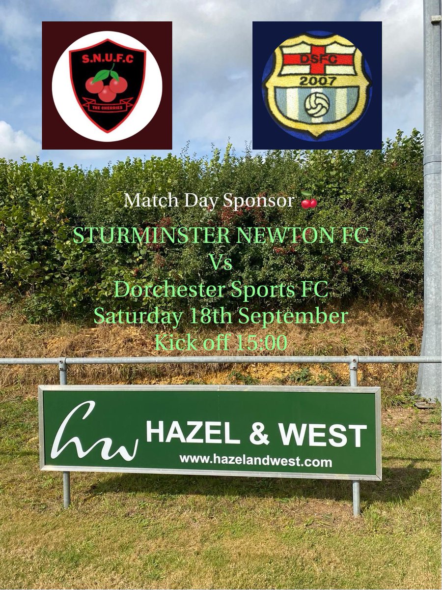 SturNewUtdFC's tweet image. Tomorrow’s match day against @DorchSportsFC is sponsored by @HazelandWest . Thankyou for your support of our club . @DPL_official @swsportsnews 🍒🍒