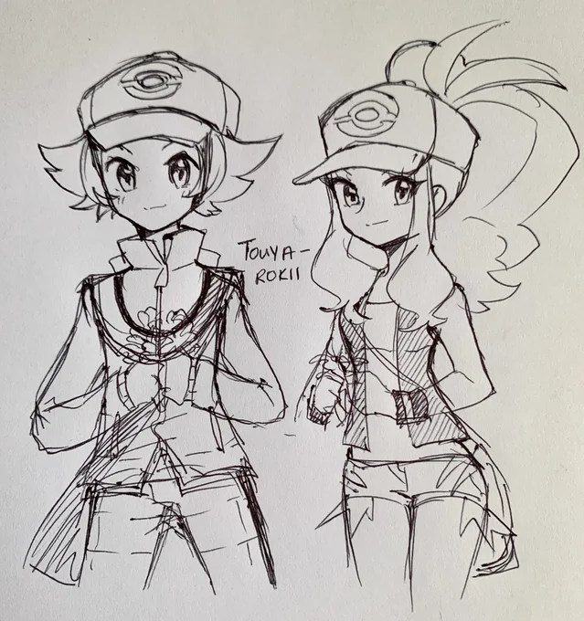 WIP sketch of the Pokemon BW protags !! 